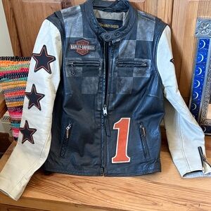 Harley-Davidson Black and Cream Varsity Jacket